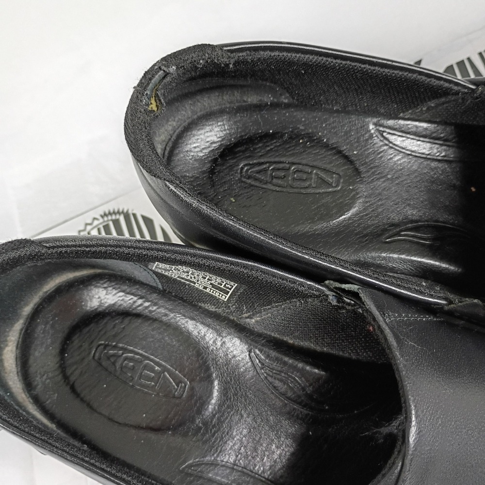 KEEN Kaci Black Full Grain Leather Slip On Clogs Shoes Womens 7 Nurse Work - Picture 6 of 9